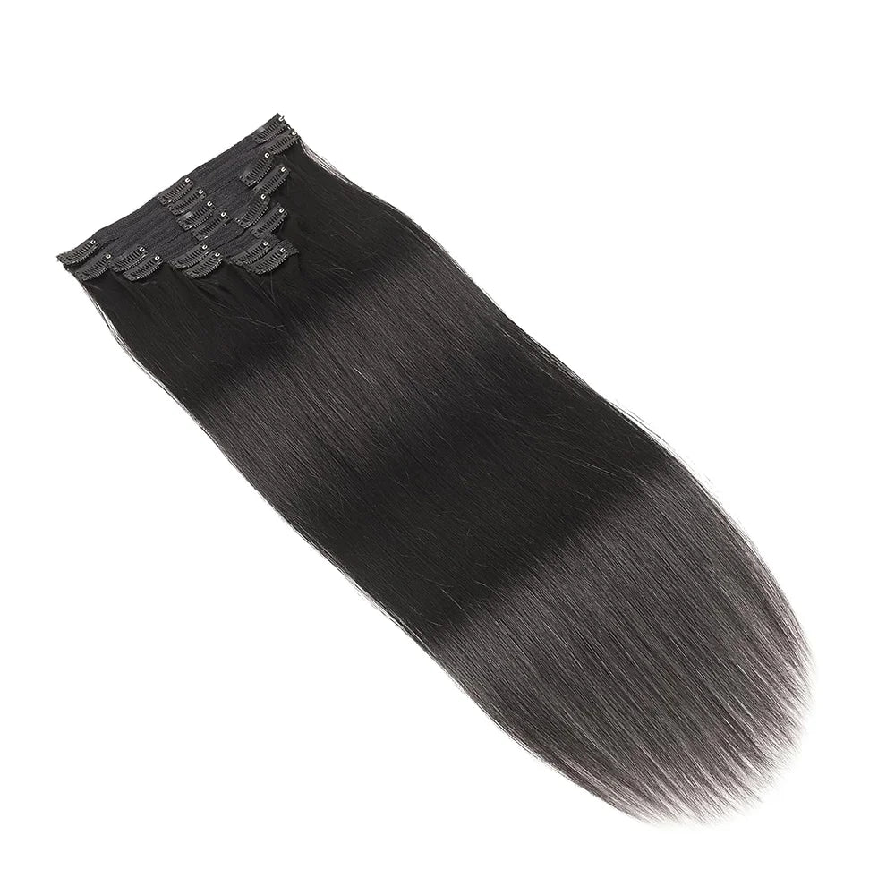 Seamless Clip-In Human Hair Extensions 8-Piece 120g Brazilian Remy Straight 16-26 in (41-66 cm)