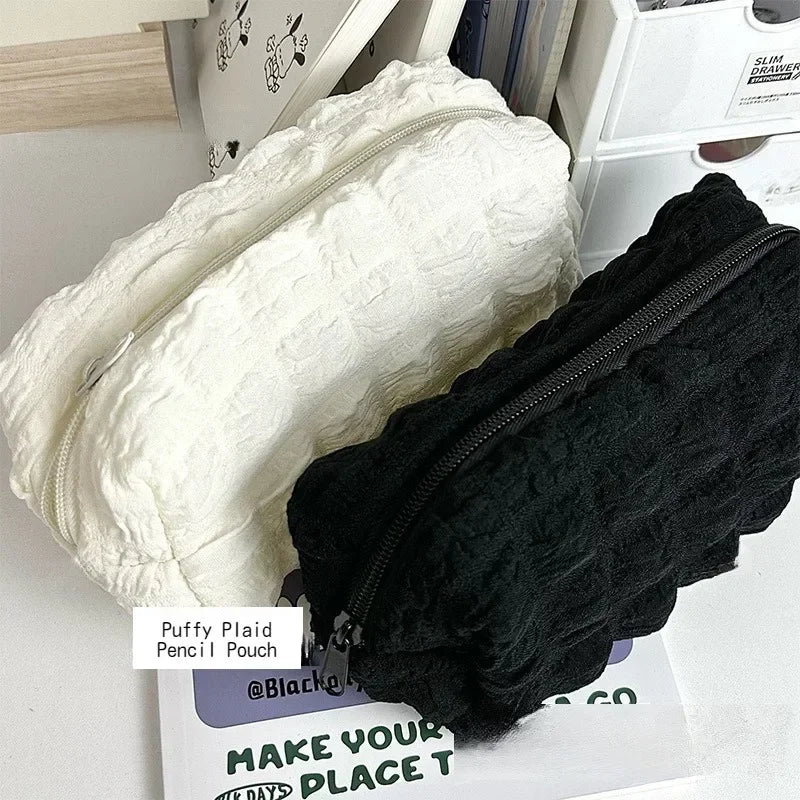 Solid Color Pillow Makeup Bag – Zipper Cosmetic Pouch & Pencil Case Polyester Travel Organizer