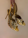 Luxury Sequined Peep Toe Stiletto Sandals for Women – Thin 8 cm (3.1 in) High Heels with Sheepskin Insole