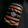 6-Pack Adjustable Leather Wrap Bracelets – Punk Beaded Tree Design, Unisex (17–24 cm / 6.7–9.4 in)