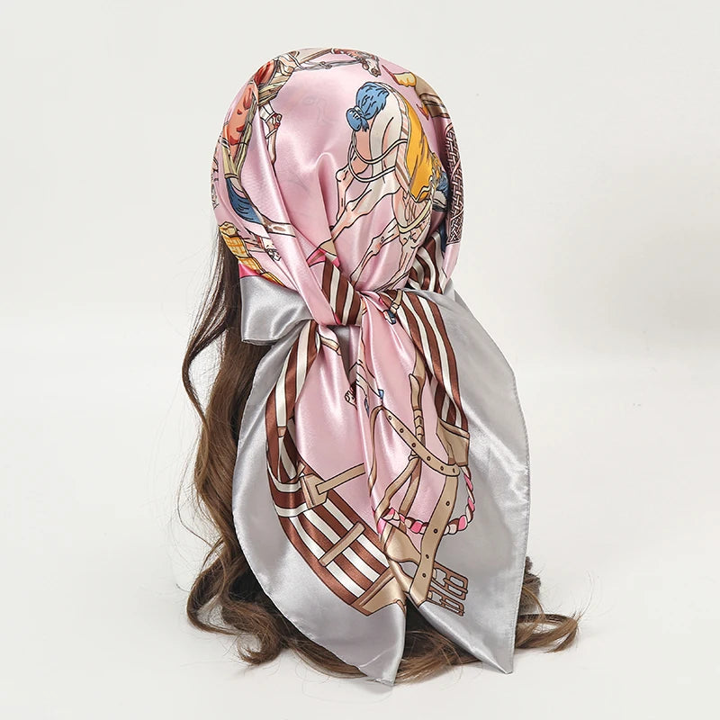 Satin-Feel Square Scarf 90 x 90 cm (35.4 x 35.4 in) – Satin-Look Polyester Hijab, Neckerchief, Shawl & Headscarf for Women