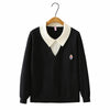 Plus Size Women's Oversized Cartoon Faux Layered Knit Sweater - Casual Autumn Pullover