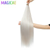 3-Pack 28-Inch (71 cm) Straight Crochet Braids Synthetic Hair Extensions High-Temperature Ombre Blonde Brown Gray