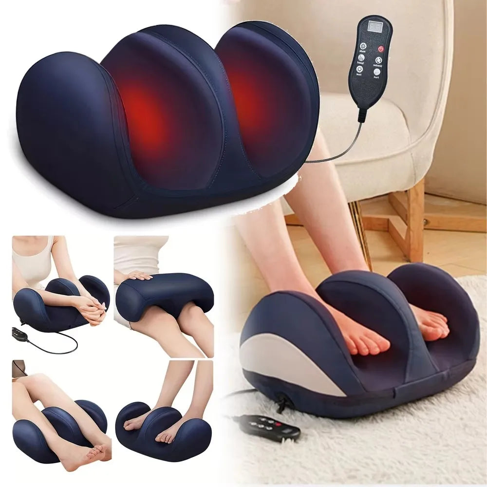 Electric Foot & Calf Massager with Heated Roller and Compression for Blood Circulation & Muscle Relief