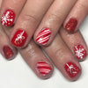 24-Pack Christmas Green Snowflake Press-On Nails with Rhinestones – Holiday False Nail Set for Women