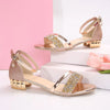 Gold & Silver Women's Gladiator Sandals – Open Toe Ankle Strap, Low Square Heel (3–5 cm / 1.18–1.97 in)