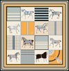 90 x 90 cm (35 in) Checkered Horse Print Twill Silk Square Scarf, Women's Luxury Bandana Shawl Hijab Neckerchief