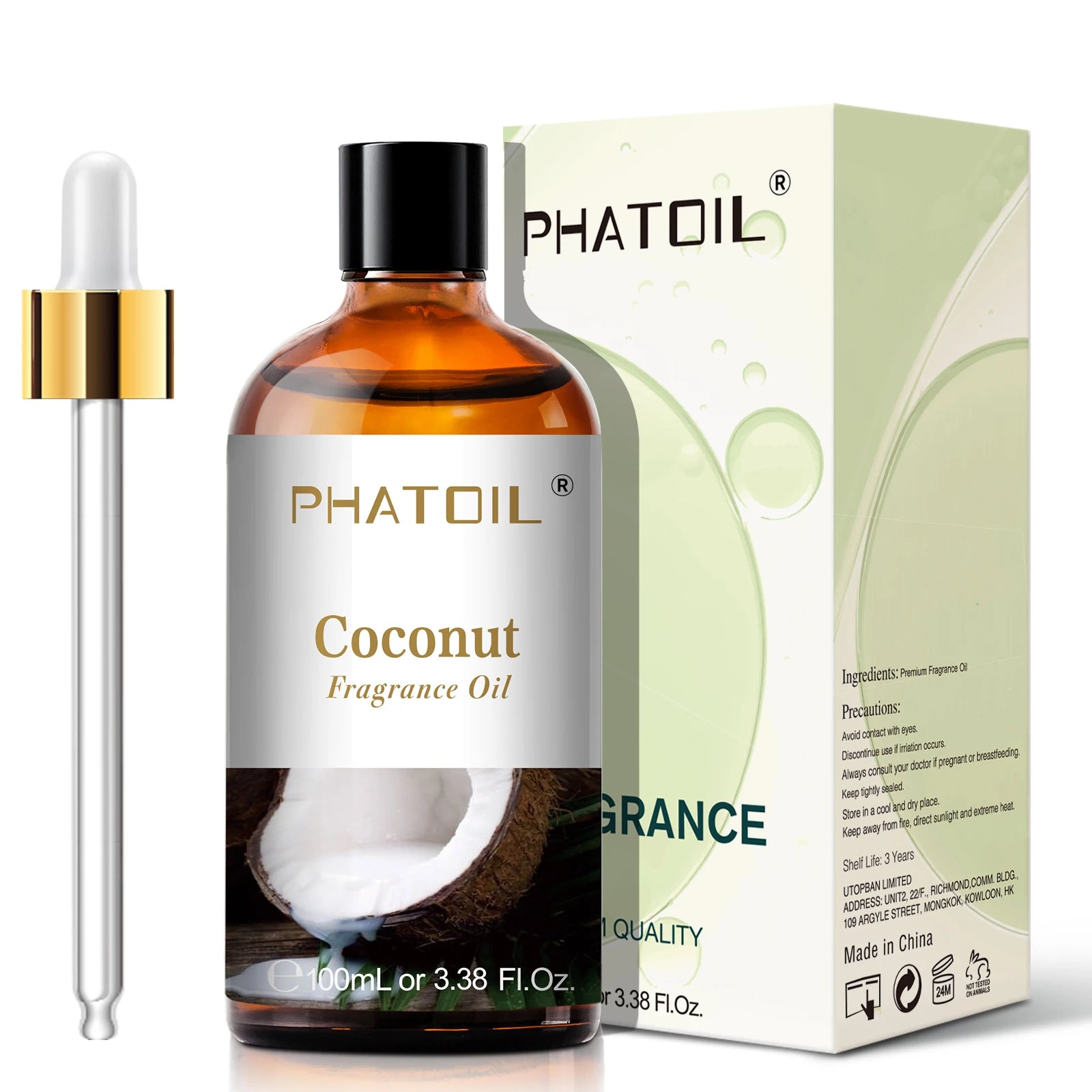 PHATOIL 100ml (3.4 fl oz) Fragrance Oil — Coconut, Peach, Blueberry, Mango, Apple, Banana, Grape, Lemon for Diffusers, Soap & Candle Making