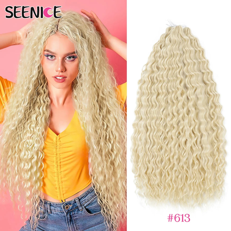 Ariel Water Wave Twist Crochet Braids – Ombre Synthetic Deep Wave Hair Extensions, 22 Inch (55 cm)