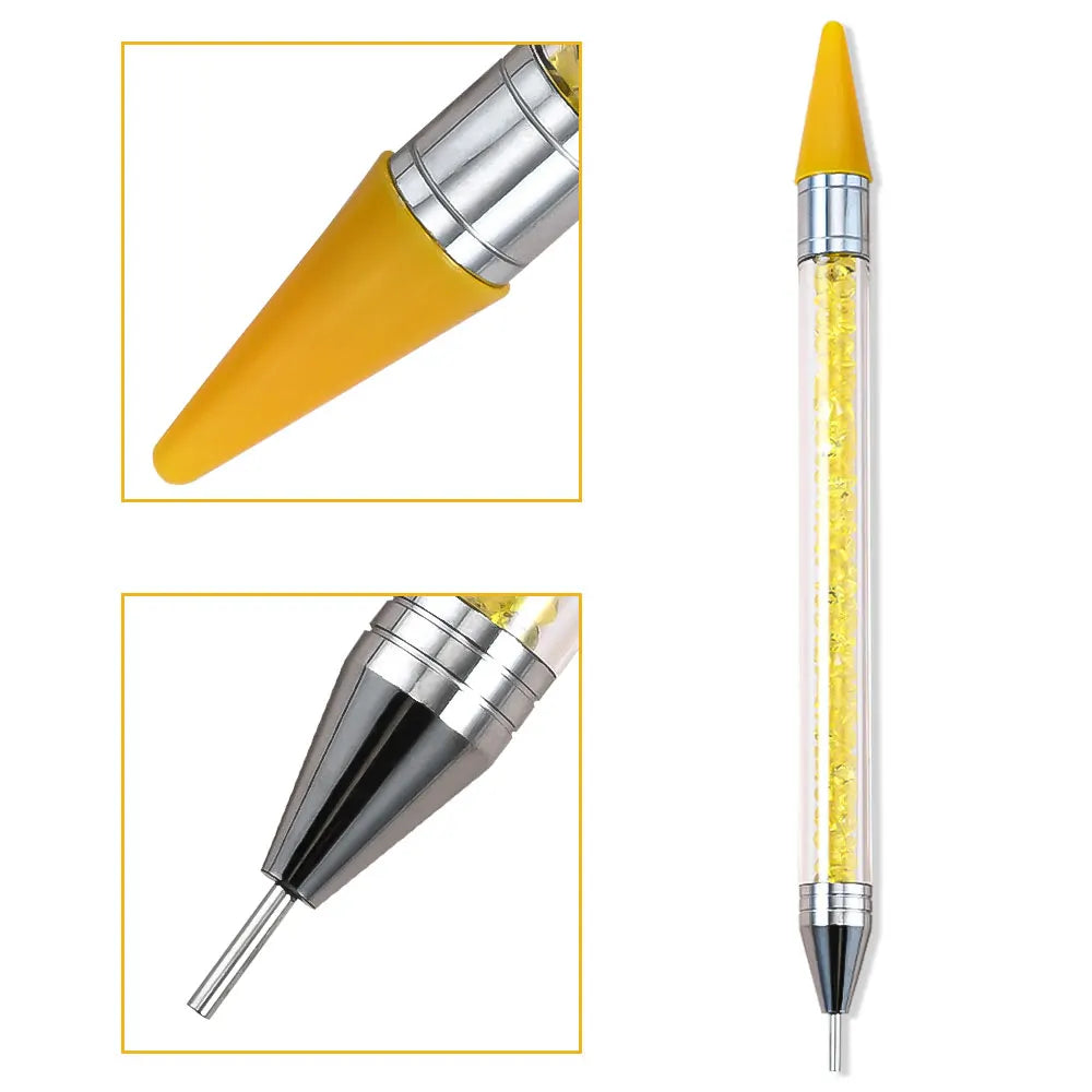 Dual-Ended Wax Rhinestone Picker Pen — Nail Art Dotting Tool for Crystals & Gems