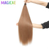 3-Pack 28-Inch (71 cm) Straight Crochet Braids Synthetic Hair Extensions High-Temperature Ombre Blonde Brown Gray