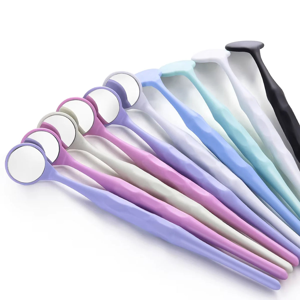 10-Pack Dental Mouth Mirrors Anti-Fog Autoclavable Front-Surface Exam Mirrors with Colorful Ergonomic Handles (17.5 x 2.2 cm / 6.9 x 0.87 in)
