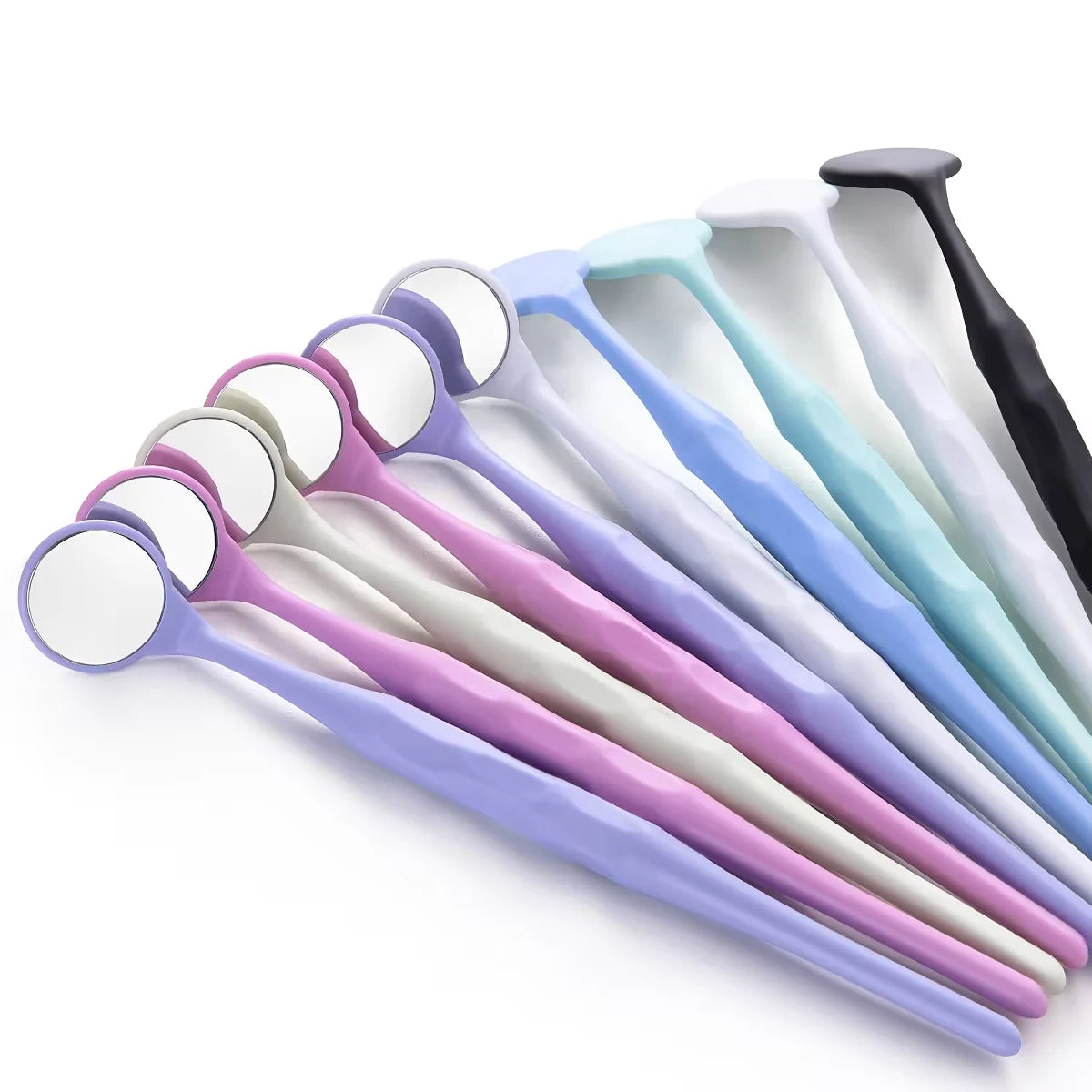10-Pack Dental Mouth Mirrors Anti-Fog Autoclavable Front-Surface Exam Mirrors with Colorful Ergonomic Handles (17.5 x 2.2 cm / 6.9 x 0.87 in)