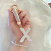 Sparkling Rhinestone Initial Keychain - Round Alloy Letter Charm with Crystal Pendant