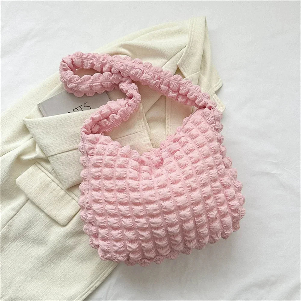 Quilted Pleated Crossbody Bag – Large Capacity Shoulder Tote for Women, 38 x 27 x 11 cm (15.0 x 10.6 x 4.3 in)