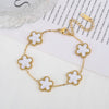 Adjustable Stainless Steel Five-Flower Clover Bracelet for Women Gold Rose Gold Silver