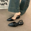 Women's PU Leather Pointed Toe Low Heel Sandals - Non-Slip Slip-On Dress Flats