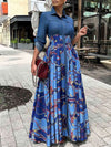 Plus Size Long Sleeve Shirt Dress - Loose-Fit Printed Button Front for Spring & Autumn Bridesmaid