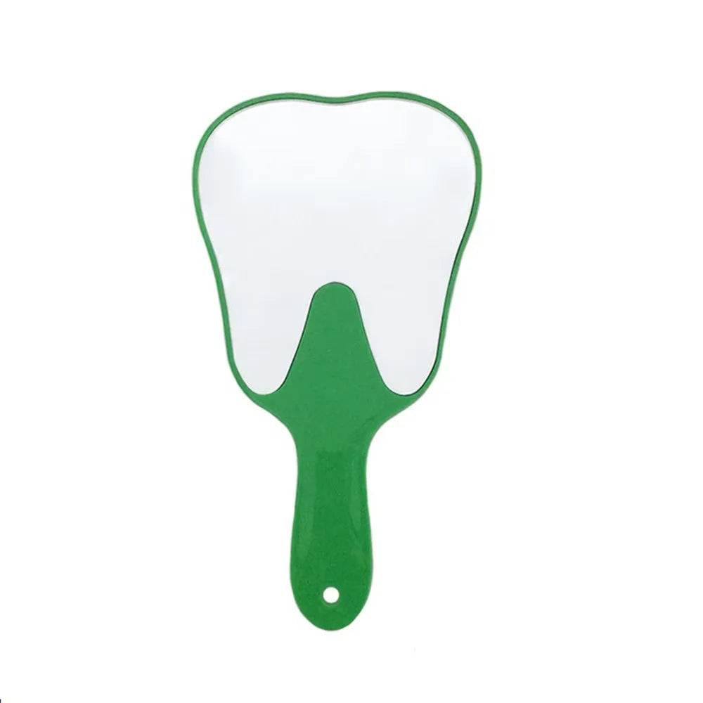 Unbreakable PVC Tooth-Shaped Hand Mirror with Handle - Dental Exam & Makeup Mirror, 24.5 x 13.5 cm (9.6 x 5.3 in) - Assorted Colors
