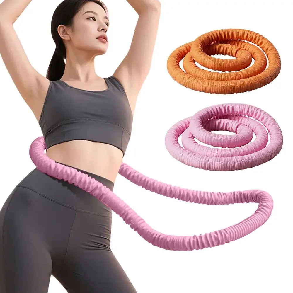 Foldable Spring Tube Hula Hoop 190 cm / 74.8 in – Portable Non-Woven Fitness Hoop for Waist Training & Full-Body Workout (Pink, Orange)