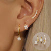 3-Pack 14K Gold-Plated Stainless Steel Crown Stud Earrings for Women with Crystal Zircon — Horse Eye Design