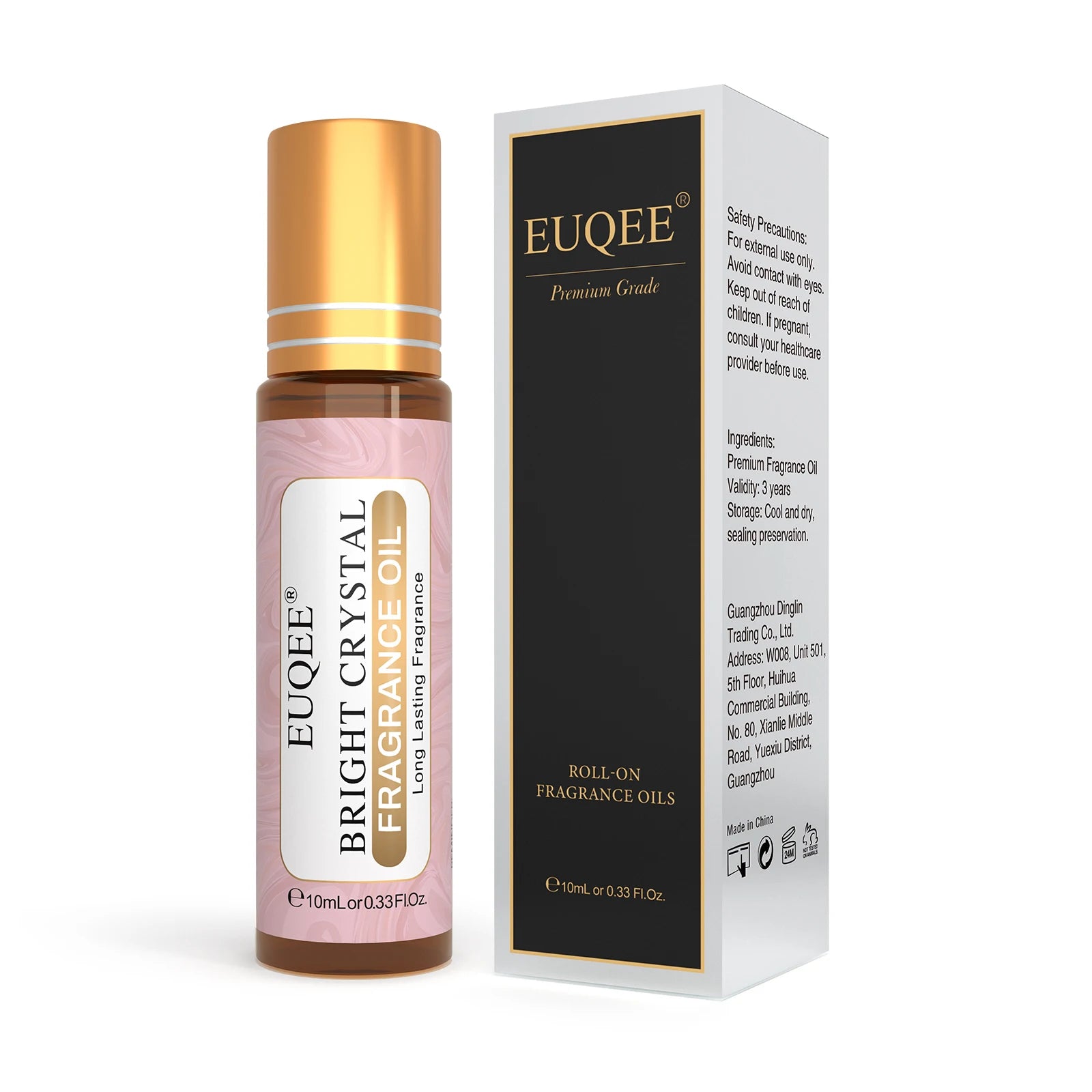 EUQEE 10ml Roll-On Fragrance Oil for Women - Portable Roller Perfume in Coconut Vanilla, Bubble Gum, Midnight Rose (Amber Glass)