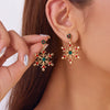 Snowflake Crystal Zircon Pearl Drop Stud Earrings for Women – Christmas New Year Party Gift