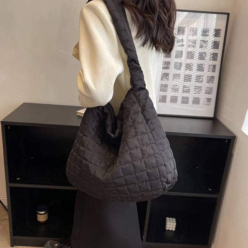 Quilted Padded Cloud Crossbody Bag for Women – Pleated Bubble Shoulder Tote & Bucket Handbag