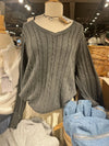 Twisted Flower Vintage V-Neck Sweater, Women's Long Sleeve Preppy Pullover, Autumn Y2K Streetwear