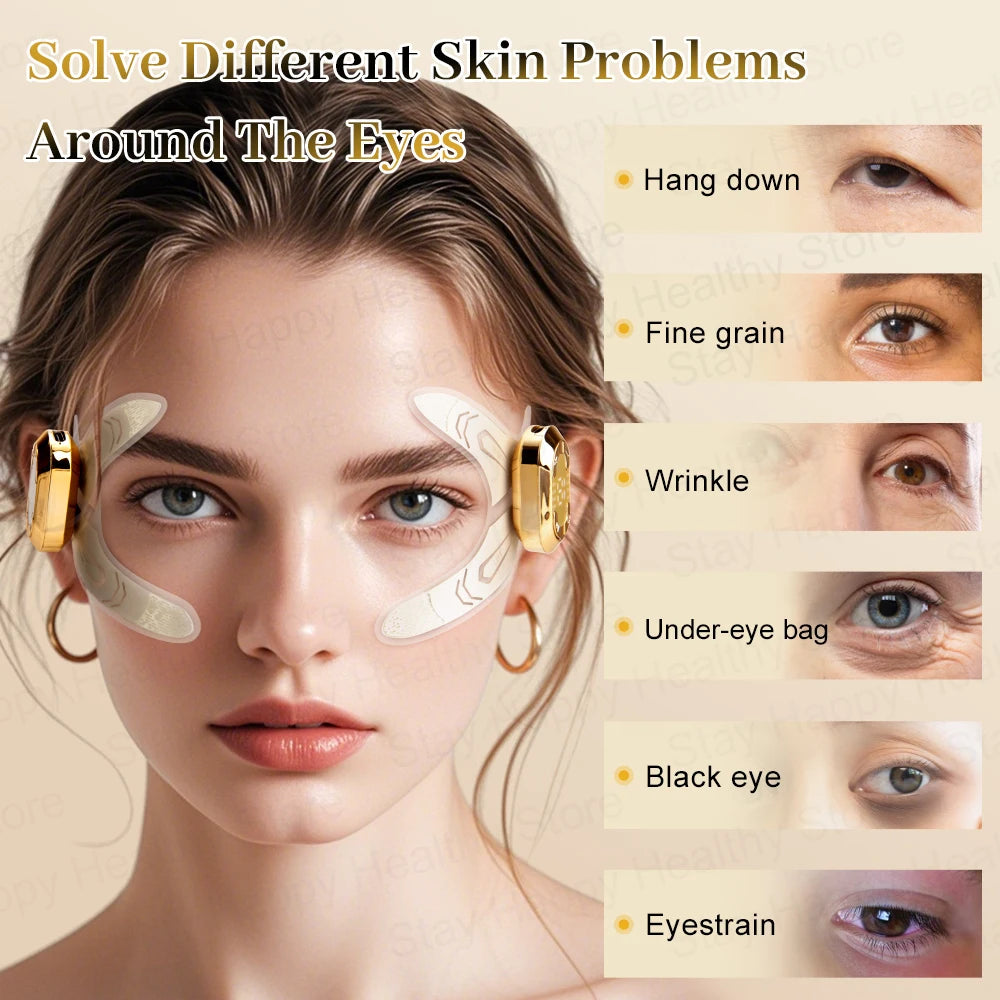 EMS Microcurrent Eye & Face Massager - Eye Lifting Device for Dark Circles, Puffiness & Wrinkle Reduction