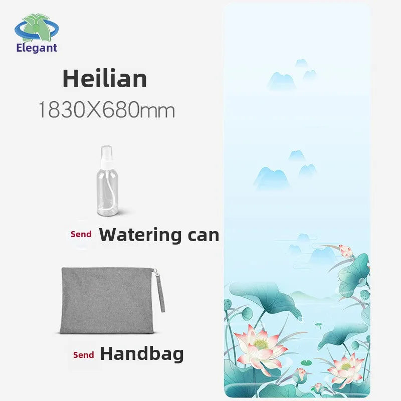 Suede Chamois Yoga Mat 183 x 68 cm (72 x 26.8 in) - Portable Foldable Non‑Slip Exercise Mat for Yoga, Dance & Jump Rope