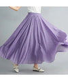 Cotton Linen Ankle-Length Maxi Skirt for Women, Y2K Harajuku Casual Streetwear, Shirred Waist