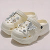 Women DIY Silver Chain Bear Charm EVA Clogs, Platform Garden & Beach Sandals for Summer Spring Autumn