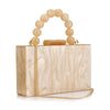 Mini Acrylic Pearl Marble Minaudiere Clutch with Chain Strap - Dark Green Evening & Wedding Bag