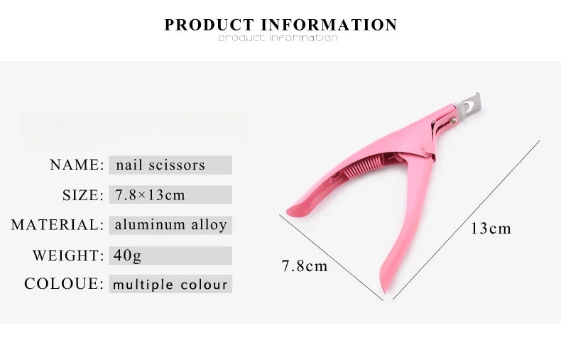 Stainless Steel False Nail Clippers & Nippers – Pointed U-Type Acrylic Edge Trimmer for Press-On Nails