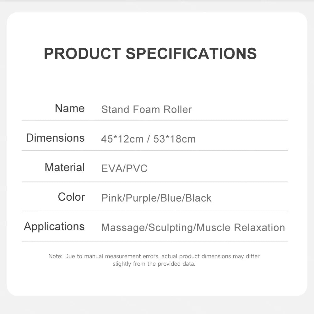 Deep Tissue Foam Roller 16.5 x 4.7 in (42 x 12 cm) with Stand - Non-Slip High-Load Massage Roller for Muscle Relief, Pilates & Yoga