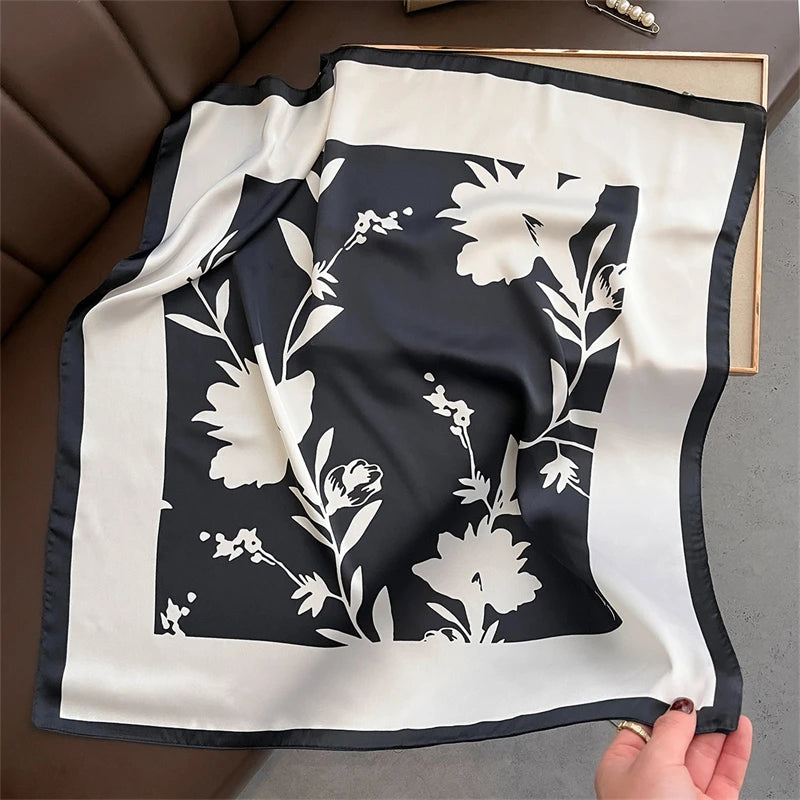 Luxury Horse Print Silk-Feel Square Scarf 70 x 70 cm (27.6 x 27.6 in) – Women's Neck, Hair, Foulard, Bandana