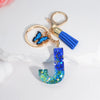 Acrylic Alphabet (A-Z) Tassel Keychain with Crystal Butterfly Charm - Fashion Key Ring Gift for Women