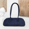 Vegan Suede & Faux Fur Baguette Bag for Women – Small Plush Handheld Shoulder Purse