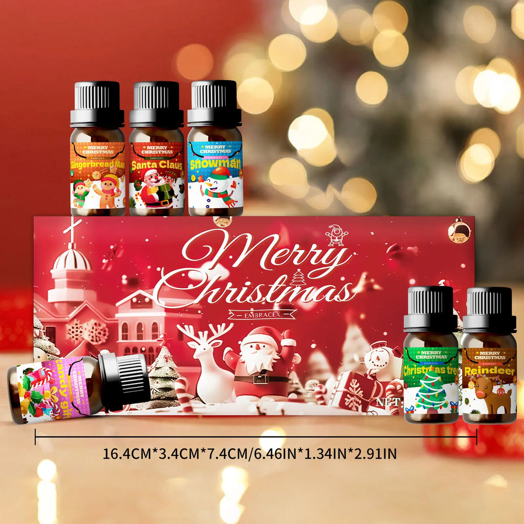 Christmas Essential Oil Set — 6-Pack or Single 10ml (0.34 fl oz) Natural Fragrance Oils for Diffusers Candles DIY Gift Box
