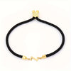 Black Letter Bead Rope Bracelet for Women – Simple Classic Hand-Knot Rope Jewelry with Stainless Steel Accent