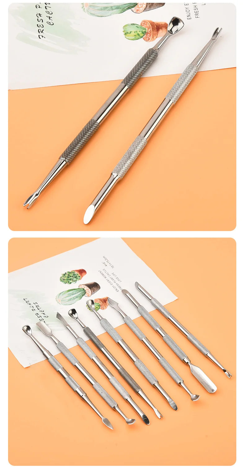 Double-Ended Stainless Steel Cuticle Pusher & Nail Remover – Beveled Circle Head Manicure Tool