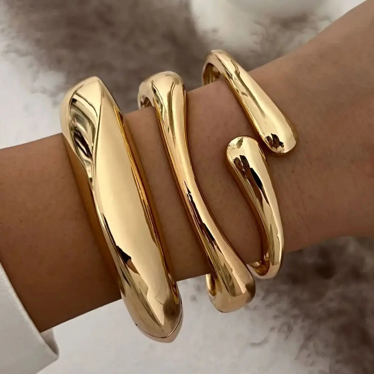 3-Style Vintage Hip Hop Metal Cuff Bangles - Geometric Punk Gold & Silver Spring Open Bracelets for Women & Men