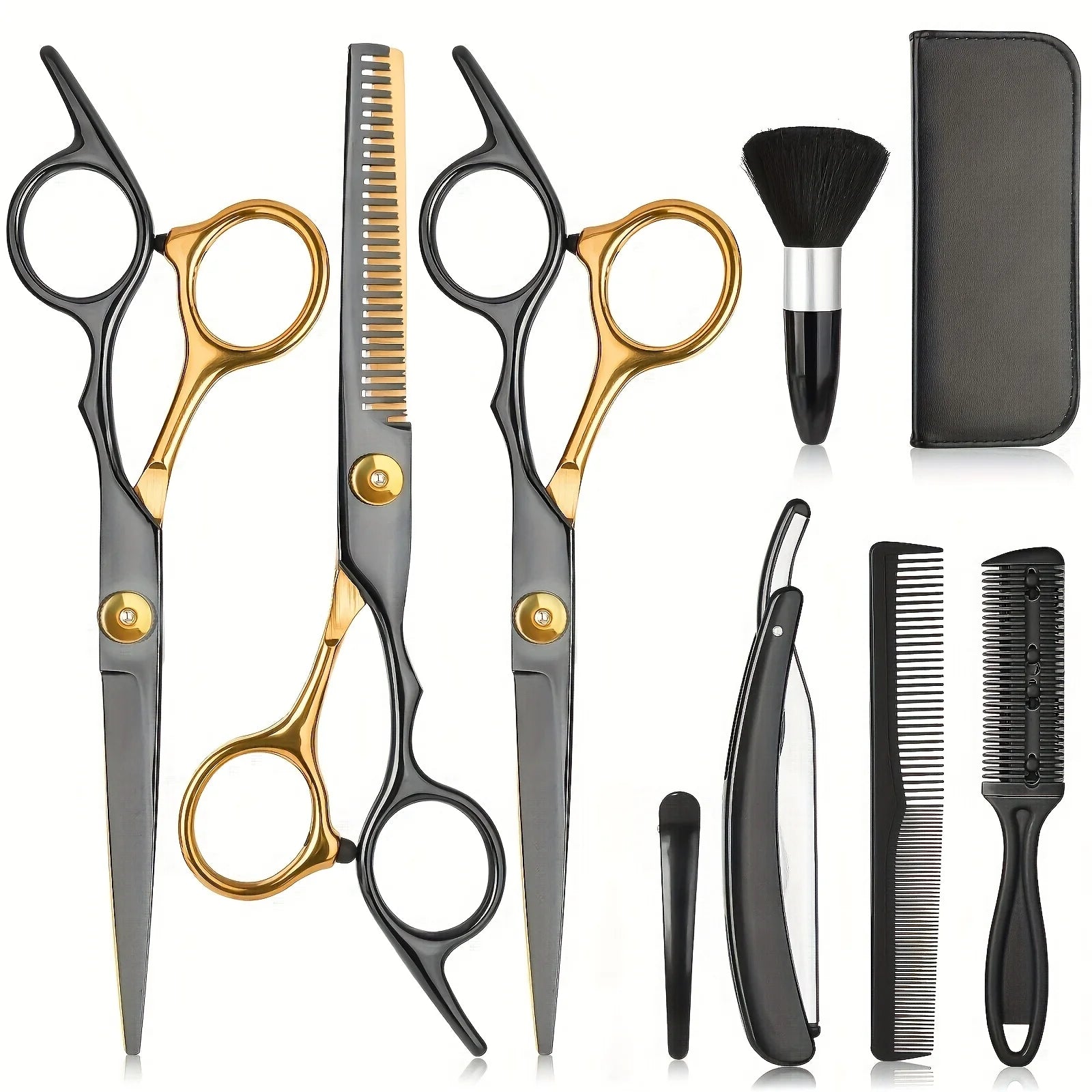 12-Piece Professional Hair Scissor Set – 6.75 in (17 cm) 4Cr13 Stainless Steel Barber Cutting & Thinning Shears