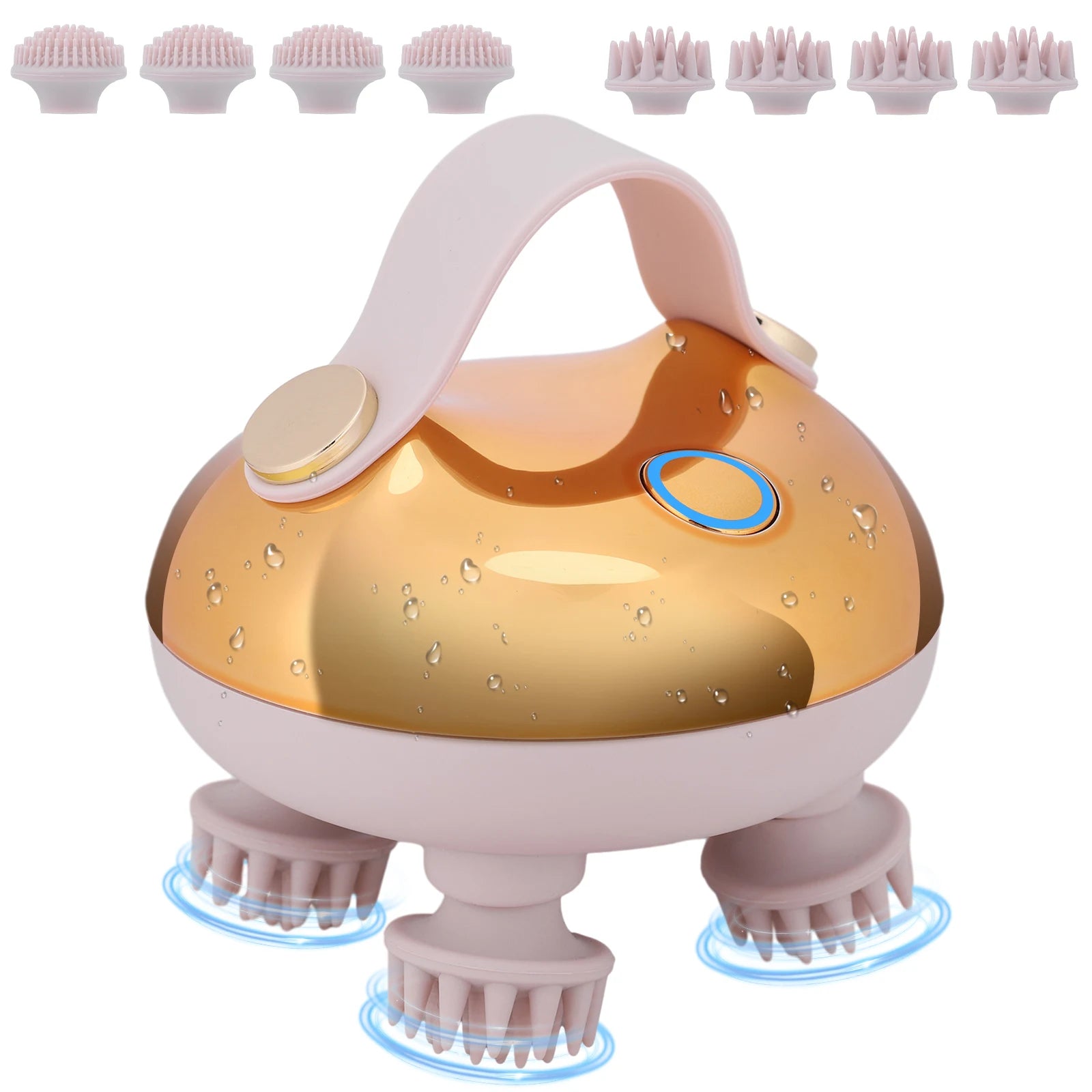 Electric Scalp Massager with 8 Silicone Heads - 3 Modes, IPX7 Waterproof USB Type-C Rechargeable for Hair Growth & Stress Relief