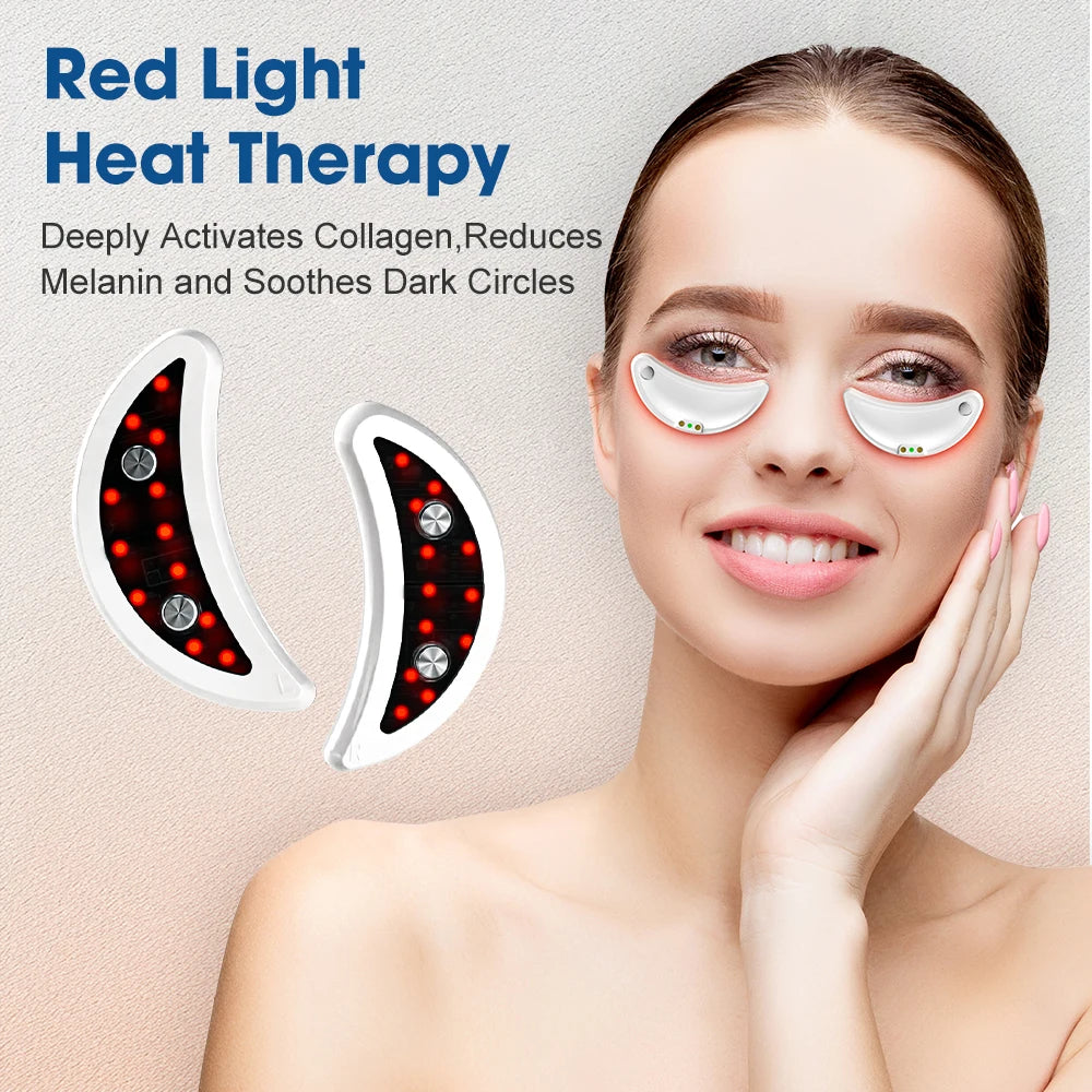 Microcurrent Eye Massager with 660nm Red Light – USB-C Rechargeable Pulse, Heat & Vibration Therapy for Dark Circles, Eye Bags & Fine Lines