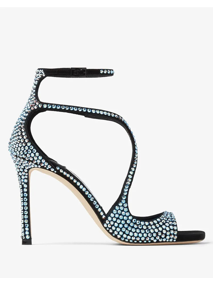 Women's Summer High Heel Open-Toe Sandals – Thin Heels Party Dance Shoes, EU 34–48 (8cm+ Heel)