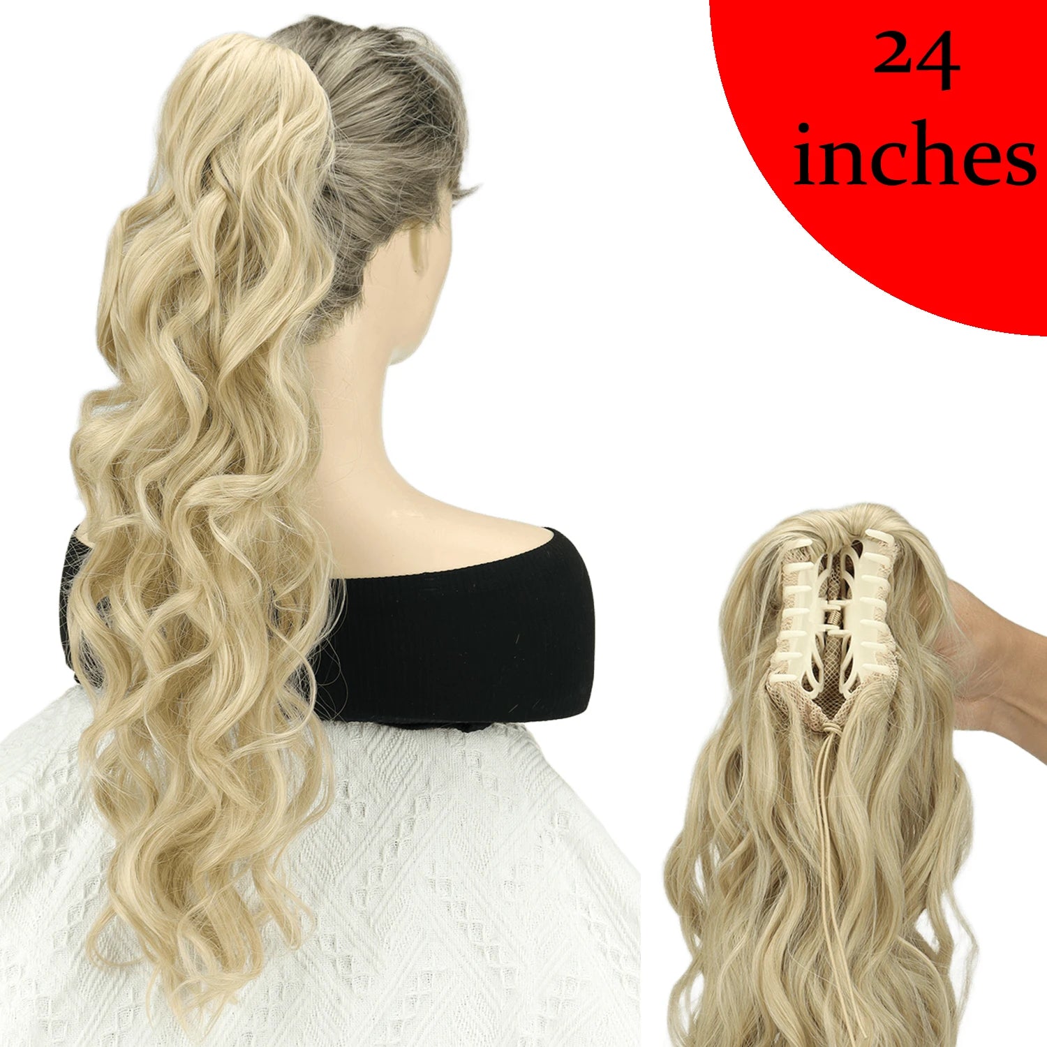 AZQUEEN 18-Inch (45 cm) Clip-In Wavy Ponytail Hair Extension - Heat-Resistant Synthetic, Layered Black/Brown