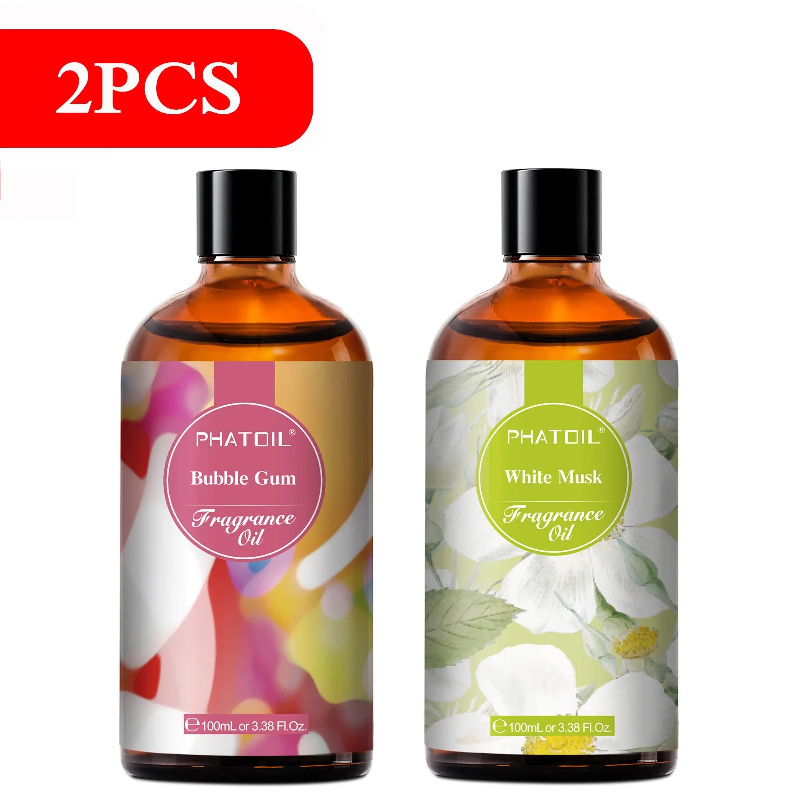 PHATOIL 100ml (3.4 fl oz) Fragrance Oil – Coconut & Vanilla, Bubble Gum, Sea Breeze, White Musk – Aromatherapy Oils for Candles, Soap Making & Diffusers