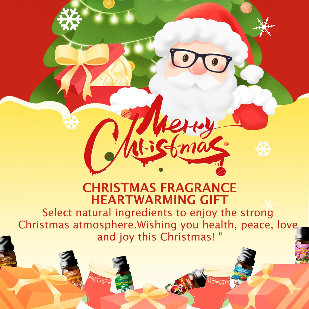 Christmas Essential Oil Set — 6-Pack or Single 10ml (0.34 fl oz) Natural Fragrance Oils for Diffusers Candles DIY Gift Box